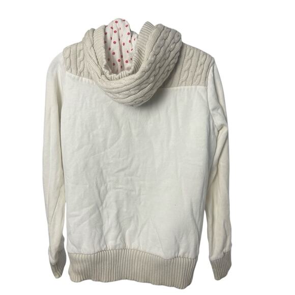 ELEMENT Cable Knit Hooded Sweater Jacket Polka Dot Lined Quilted Interior, M - Picture 5 of 7